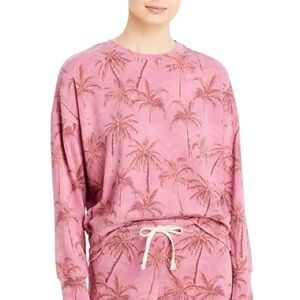 Sundry Pink Palm Tree Print  Sweatshirt Large